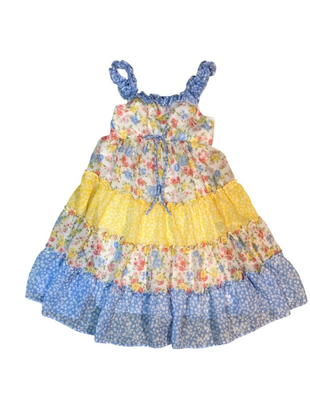 Jona Michelle Girls Floral Tiered Sundress Size 6 Polyester Multicolor Summer Dr